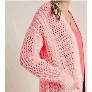 Anthropologie Blush Open-Knit Cardigan